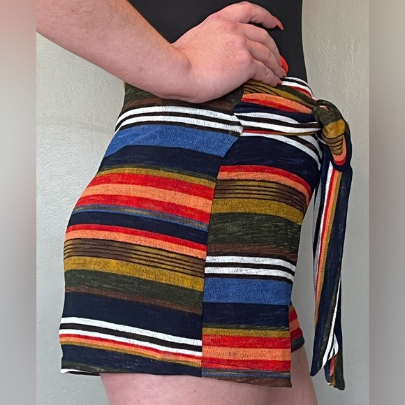 Multi color striped wrap tie shorts by Wild Honey - Picture 4 of 10